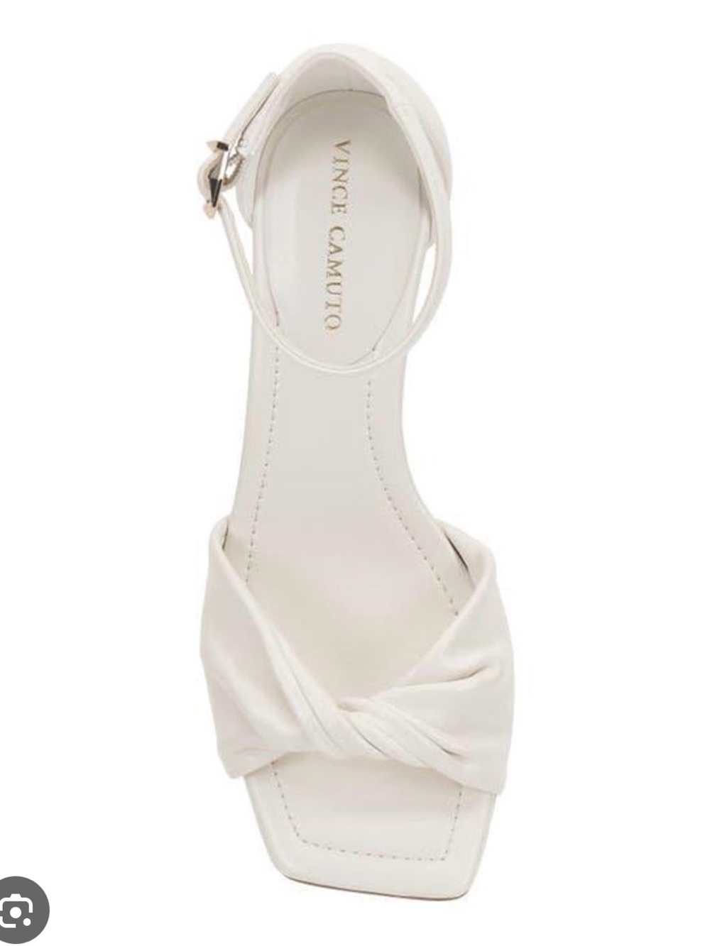 Vince Camuto Cream Knotted Ankle-Strap kitten heel Sandal Verenna Sandal 8M